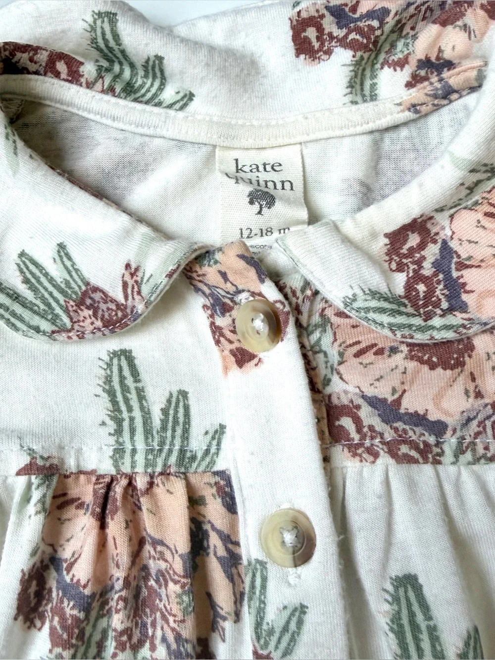 12-18M🌵🌸 Kate Quinn Cactus Flower Peter Pan Collar Ruffle Top w/ Shorts & Socks